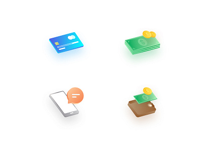 Isometric Payment Icons bank card chat coin icons illustricon illustricons isometric money payment perspective wallet