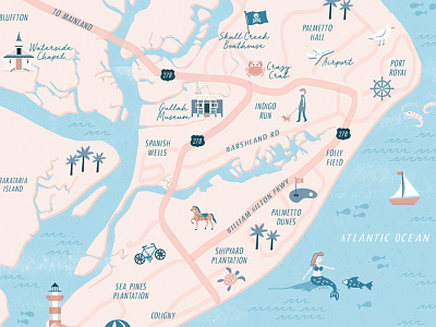 Hilton Head Island, SC Illustrated Map