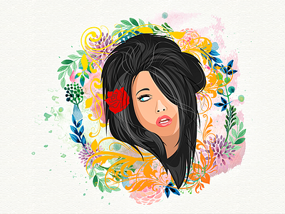 Flower Portrait Illustration beautiful face flower girl illustration portrait vector