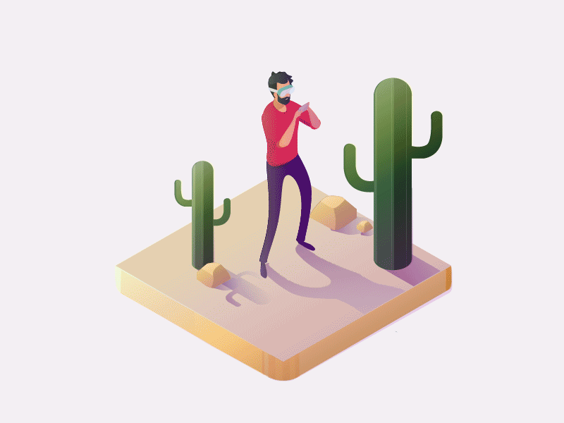 Isometric Virtual Reality Icon animated gif augmented reality desert icon illustration isometric park space vr