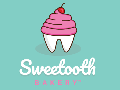 Sweetooth Logo Design bakery cherry cupcake design graphic design icing logo logo design tooth