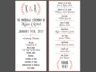 Double Sided Wedding Program Design