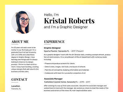 Kristal Roberts Resume design graphic design resume resume design typography