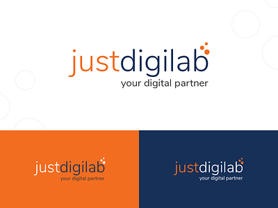 Justdigilab blue branding design digital agency logo design orange vrinsoft technology