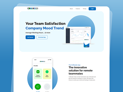 CoMooder-Employee Engagement attandance employee landingpage mood ui ux webdesign website