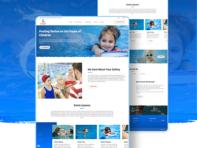 Swimming School blue coaching design swimlessons swimming swimmingschool ui uiux webdesign website