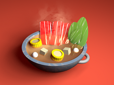 hot pot 3d 3dart cinema4d illustration