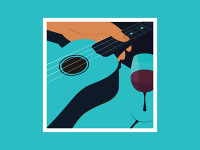 Guitare et Vin colors design illustration vector