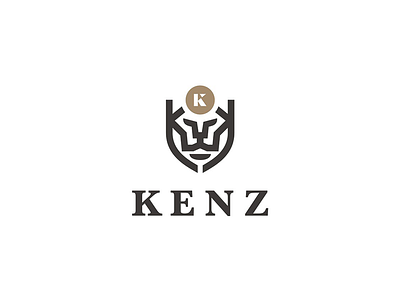 KENZ animal black grey letter lion logo logotype. k star typo typography