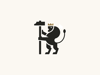 Lion ( WIP ) crown design hammer leather lion logo shoemaker wip
