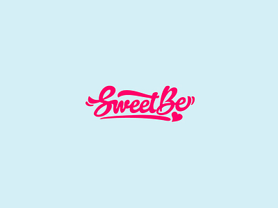 SweetBe blue custom logo pink script typography