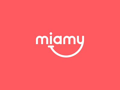 miamy logo. typo red smile typography