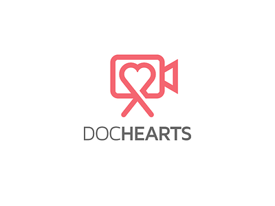 DOCHEARTS camera heart lines logo logotype red