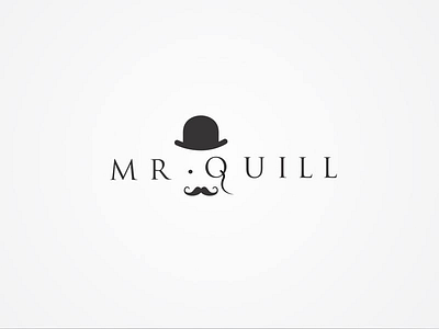 Mr. Quill dot glasses hat logo logotype sale