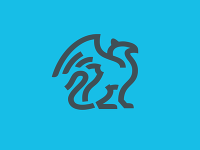 Griffin blue head lion logo logotype symbol wing