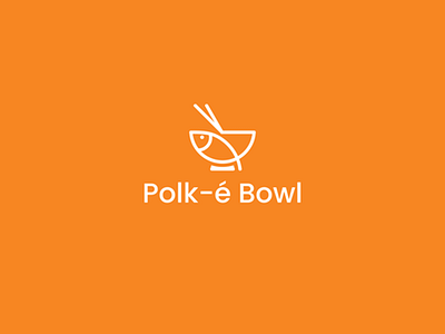 Polk-é Bowl design fish logo logotype orange white