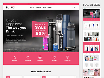 Botwa - water bottle branding design development shopify ux website design wordpress