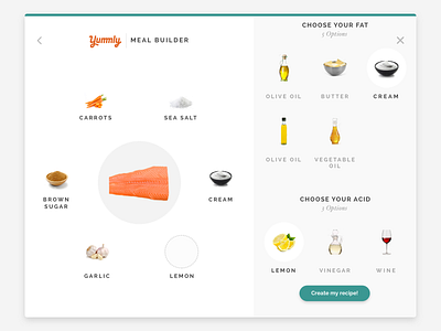 Yummly Meal Builder food food and drink immersive interface design product design ui ux visual design yummly