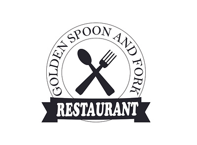 Golden Spoon & Fork Restaurant Logo branding design graphic design illustration logo ui ux vector