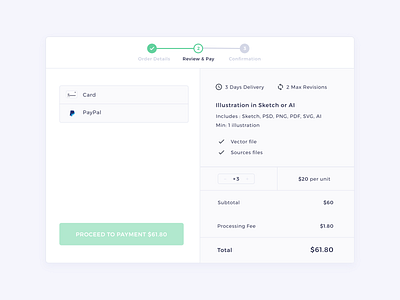 Review & Pay | HexGig by Charles Marino on Dribbble