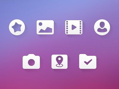 Icons contact file flat gallery geo icon location photo star video
