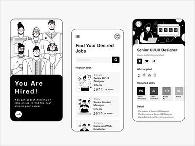 Job seeking App mobile UI/UX design