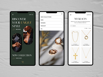 Jewelry｜E-Store design e commerce jewelry mobile shop store typography ui ux