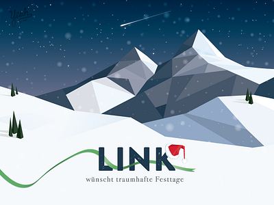 Link Xmas alps linechart lowpoly mountains snow xmascard