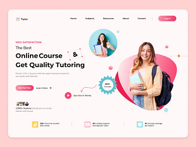 E-Learning Landing Page Design branding flag graphic design landing page landing page design minimal study ui ui ux design ux web ui web ui design website design