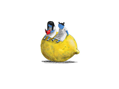 A Library of Lemons book bookcover children drawing editorial girls illustration lemon vignette
