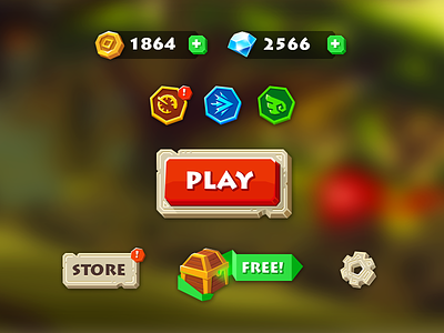 UI for runner game 2d game design icons interface ui