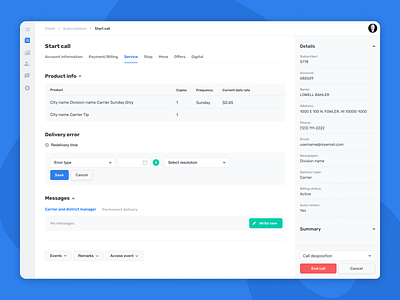 Subscriber Concierge — Subscriptions admin interface ui ui design ux ux design