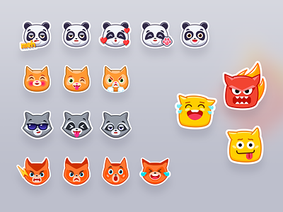 Game stickers animals emoji emoticon emotions illustration stickers vector