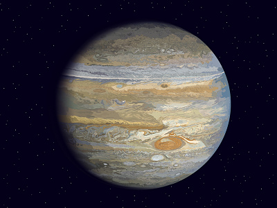 Jupiter drawing illustration jupiter layers museum planet planetarium solar system space stars stripes stroke vector illustration vectorart zones