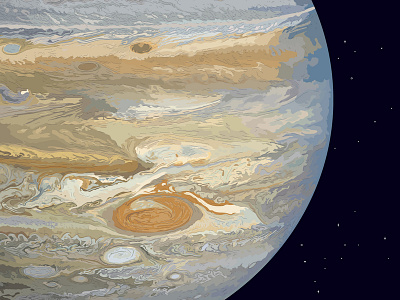 The Jupiter close up drawing illustration jupiter layers museum planet planetarium solar system space stars stripes stroke vector illustrator vectorart zones