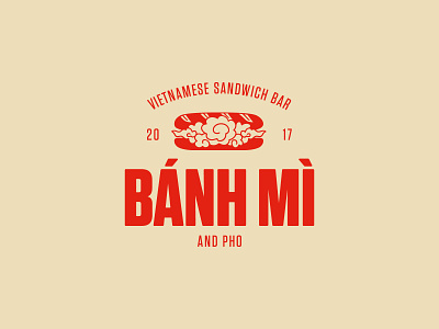 Logo design for Bánh Mì sandwich bar in Budapest baguette banhmi bread emblem exotic food logo pho sandwich sandwiches streetfood vietnam vietnamese