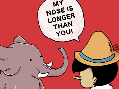 My Nose Is Longer Than You culture elephant funny humor illustration lol pinocchio pop tv wtf