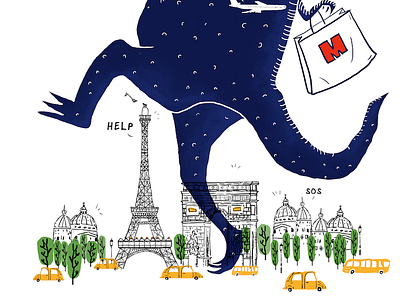 Monster Go Shopping doodle funny illustration monster paris shopping