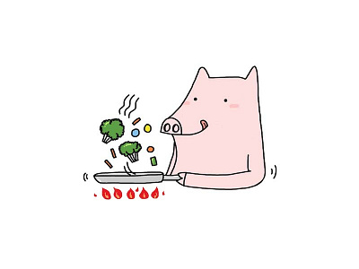 cooking character cooking doodle draw illustration piggy