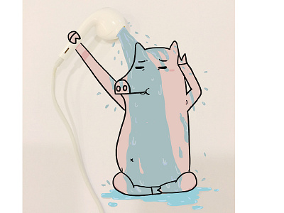 Shower apple character doodle draw earphone illustration photo shower