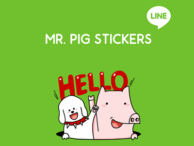 Line Stickers dog doodle illustration line pig stickers