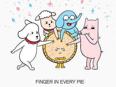 Finger in every pie doodle finger in every pie illustration