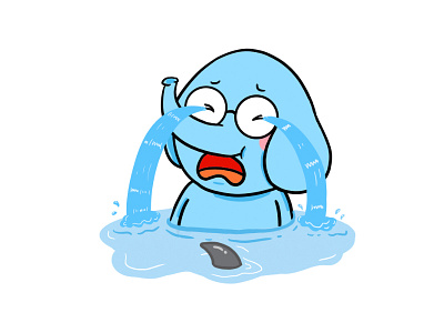 Cry cry elephant illustration line sticker