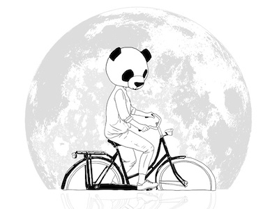 Moon Rider bike illustration moon panda rider space