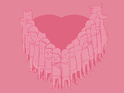 Love Is All Around all around art character cute illustration is love pink