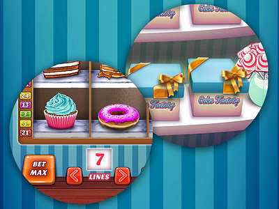 Cake Factory blue cake candy cupcake cute donut game girl pancake slot vector video