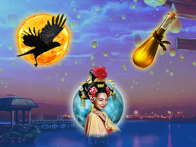 Lady of the Moon china elixir game holiday icons lady lampion moon night raven sea sun