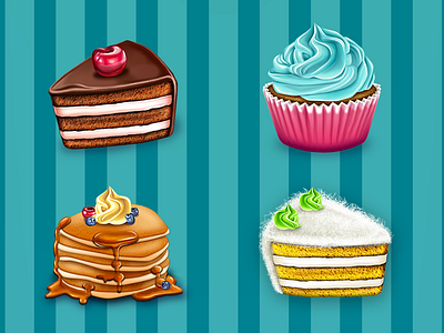 Cake Factory Icons berries cake cherry coconut cupcake game pancake sweets