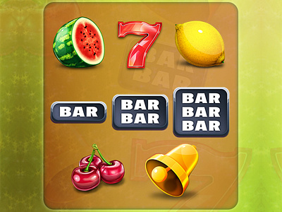 Fruit Classic - Icons bar bell cherry fruit game icons lemon machine melon seven slot video