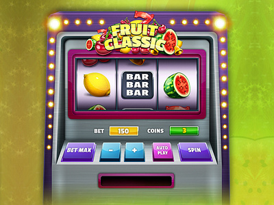 Fruit Classic - Video SLot Game up close bar bell cherry fruit game icons lemon machine melon seven slot video